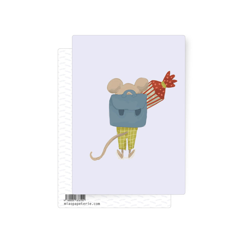 Schulmaus Blau | Postkarte