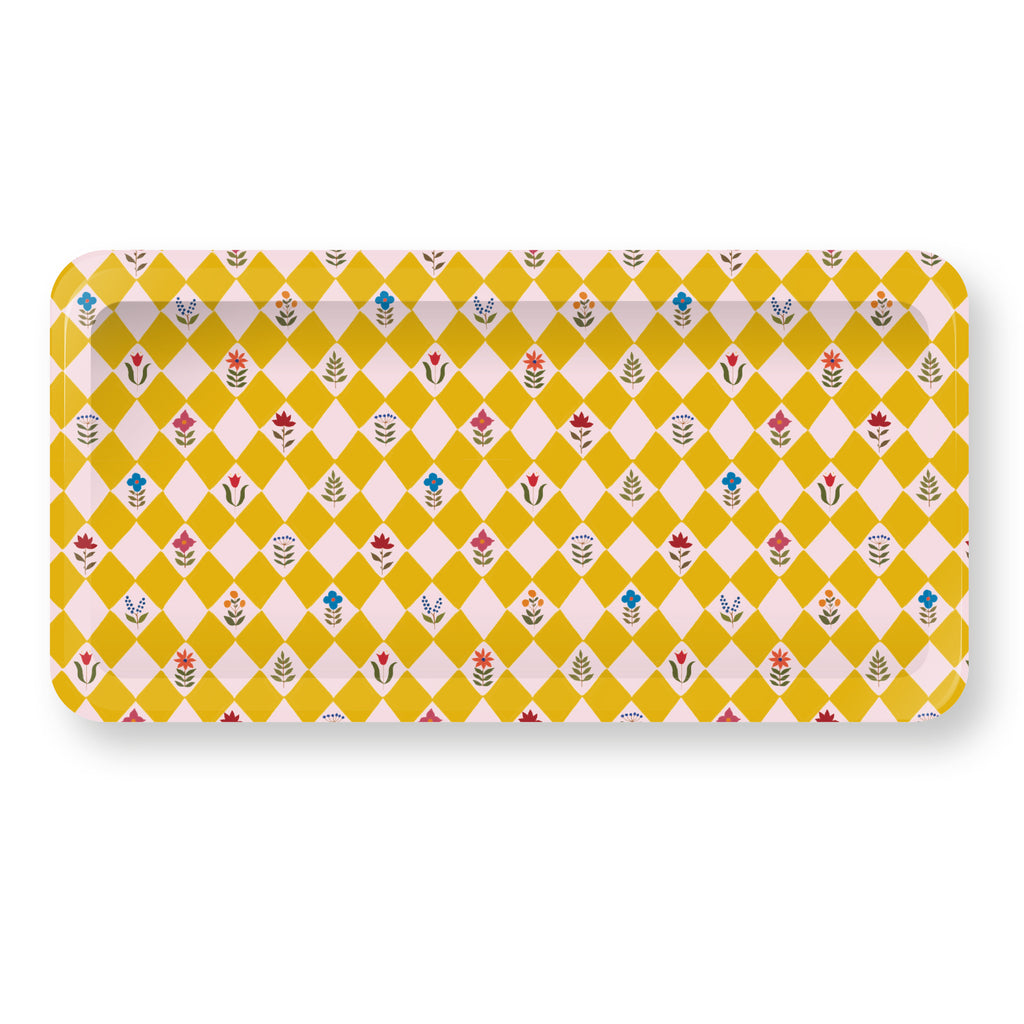 Karo Gelb| Tablett | 32x15cm